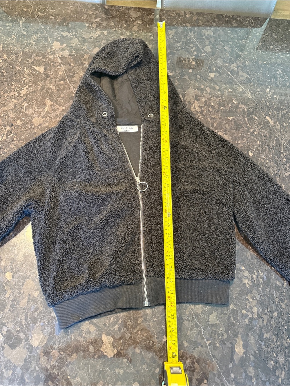 Black Sherpa Zip-Up Hoodie Jacket